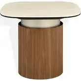 Balsato End Table in Travertine Look Ceramic & Wood Grain Finish